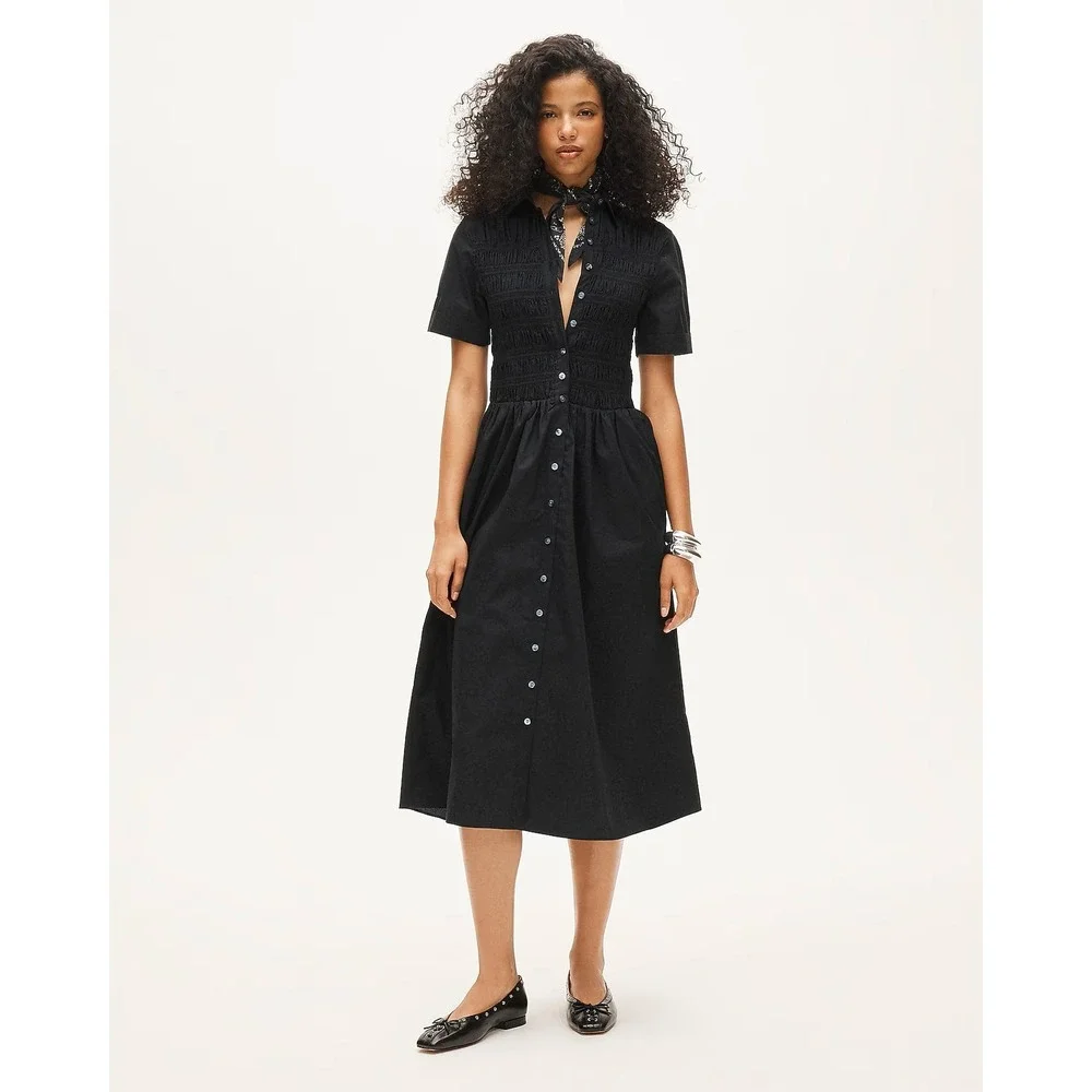 J.Crew Elsie shirt-dress in cotton poplin Black Size Small NWT